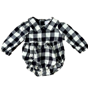 Hanna Andersson Baby Woven Buffalo Checked Flannel Bubble Romper 18-24 months
